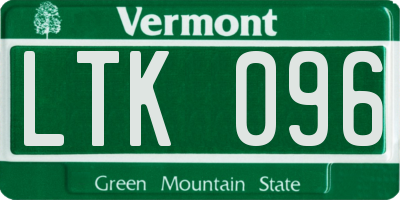 VT license plate LTK096