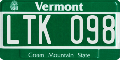 VT license plate LTK098