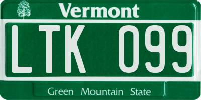VT license plate LTK099