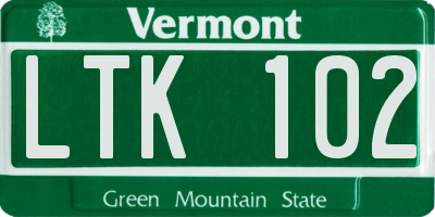 VT license plate LTK102