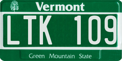 VT license plate LTK109