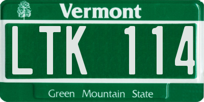 VT license plate LTK114