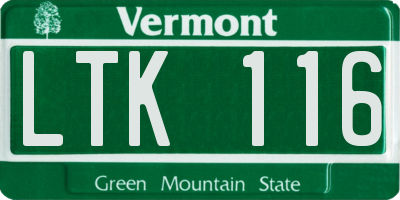 VT license plate LTK116