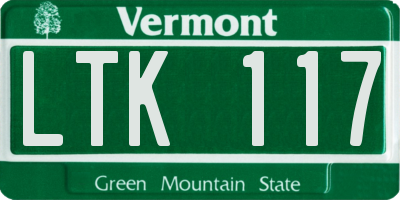 VT license plate LTK117