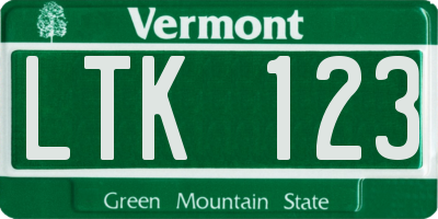 VT license plate LTK123