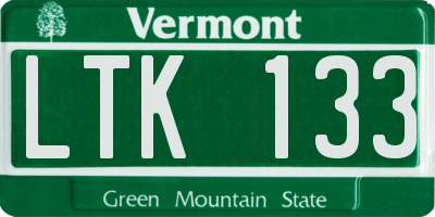 VT license plate LTK133