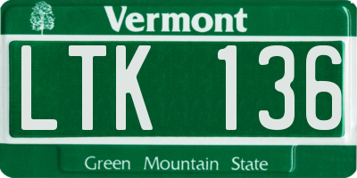 VT license plate LTK136
