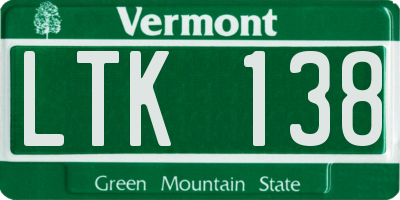VT license plate LTK138
