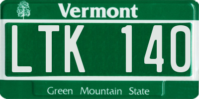 VT license plate LTK140