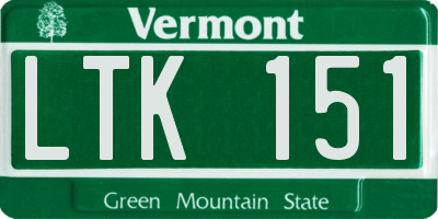 VT license plate LTK151
