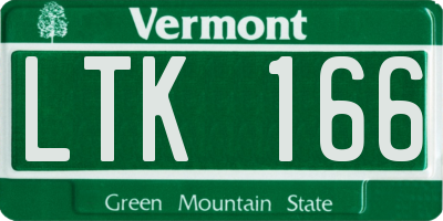 VT license plate LTK166