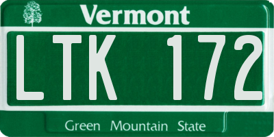 VT license plate LTK172
