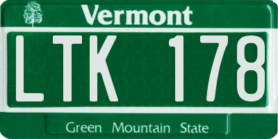 VT license plate LTK178