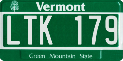 VT license plate LTK179