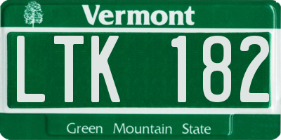 VT license plate LTK182