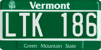 VT license plate LTK186
