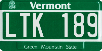 VT license plate LTK189