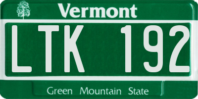 VT license plate LTK192