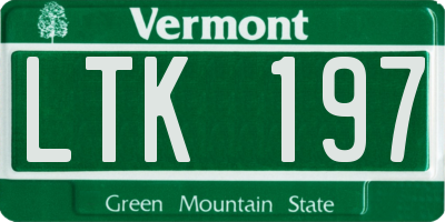 VT license plate LTK197