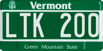VT license plate LTK200