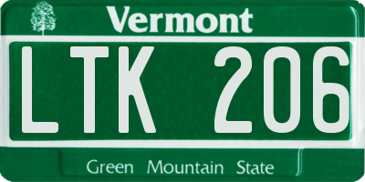 VT license plate LTK206