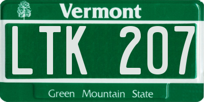 VT license plate LTK207