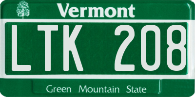 VT license plate LTK208