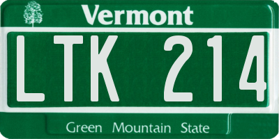 VT license plate LTK214