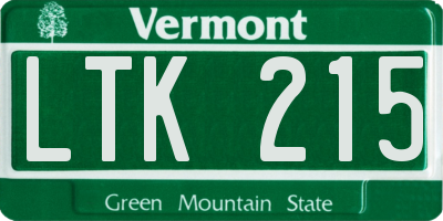 VT license plate LTK215
