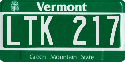 VT license plate LTK217