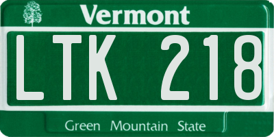 VT license plate LTK218