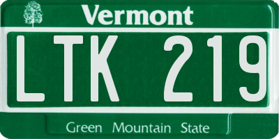 VT license plate LTK219