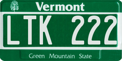VT license plate LTK222