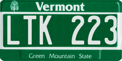 VT license plate LTK223