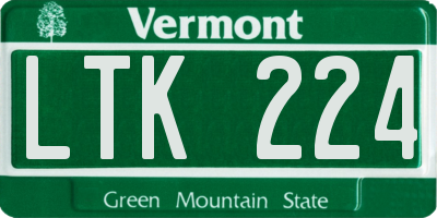 VT license plate LTK224