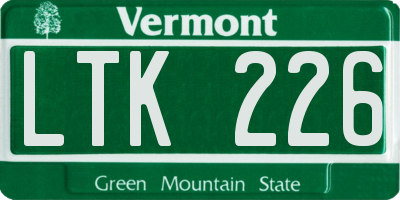 VT license plate LTK226