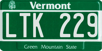 VT license plate LTK229