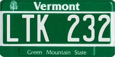 VT license plate LTK232