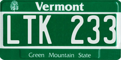 VT license plate LTK233