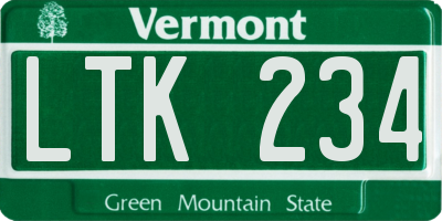 VT license plate LTK234