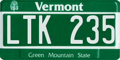 VT license plate LTK235