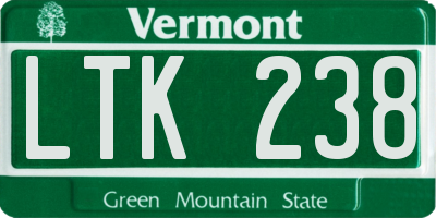 VT license plate LTK238