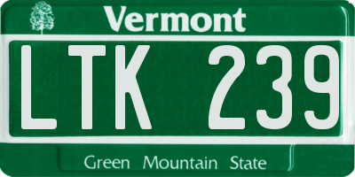 VT license plate LTK239