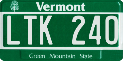 VT license plate LTK240