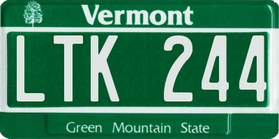 VT license plate LTK244