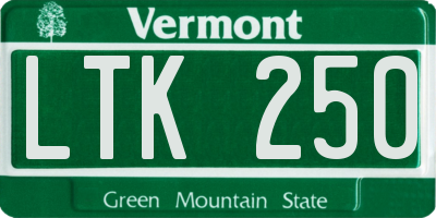 VT license plate LTK250