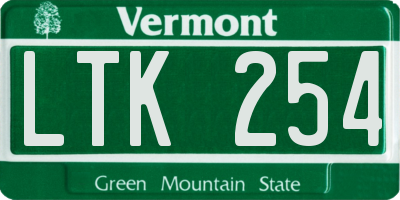 VT license plate LTK254