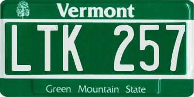VT license plate LTK257