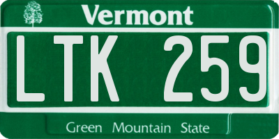 VT license plate LTK259