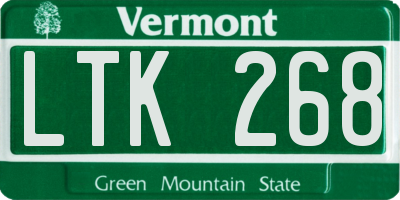 VT license plate LTK268